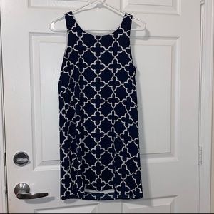 Newbury Kustom Navy and White Geometric Shift Dress